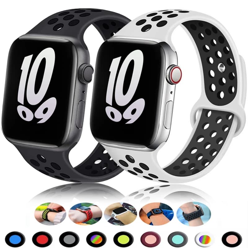 Bracelet sport respirant pour Apple Watch Band, 46mm, 44mm, 40mm, 42mm, 38mm, Rivière mm, 45mm, iWatch Series 10, 9, 8, 7, 6, SE, 5, 3, Ultra 2, 49mm