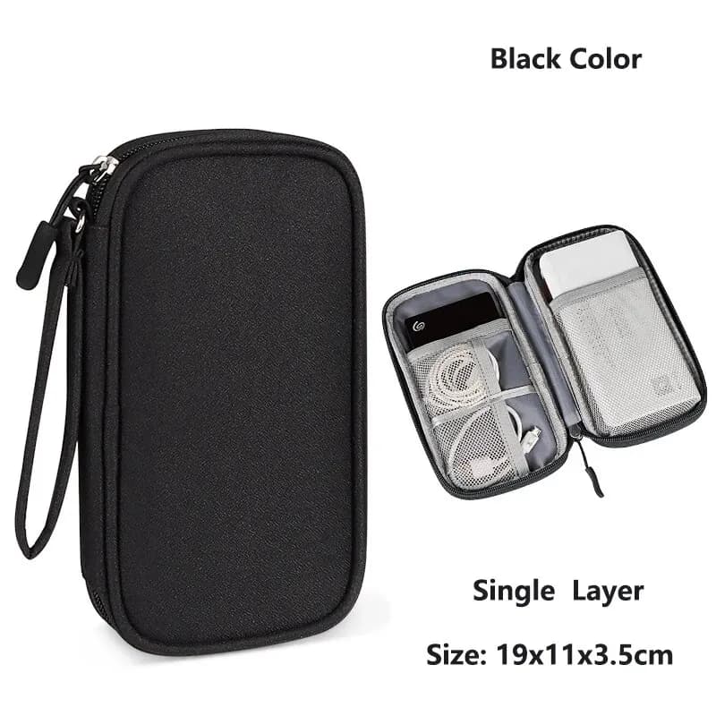 Sac de rangement pour câbles de données, étui de transport Portable étanche, sac de rangement de voyage pour cordon de câble, chargeur USB — 8/10