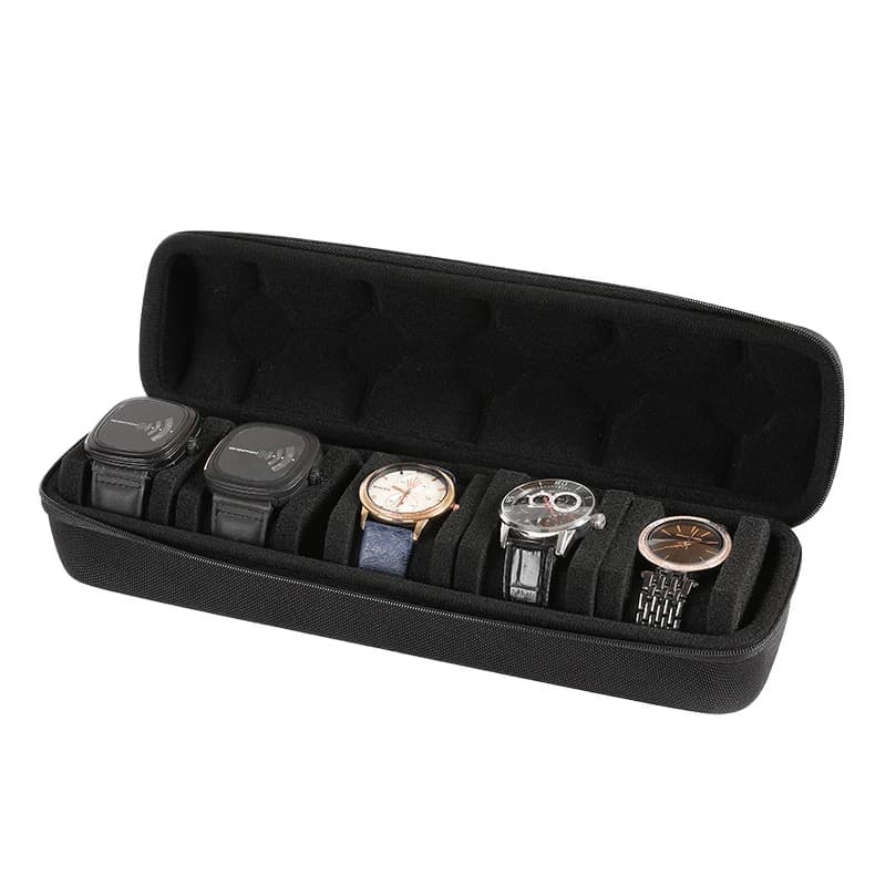 Boîte de rangement pour montres, idéale pour hommes, étui de voyage portable pour montres, présentoir pour montres de poignet avec système anti-déplacement. — 4/7