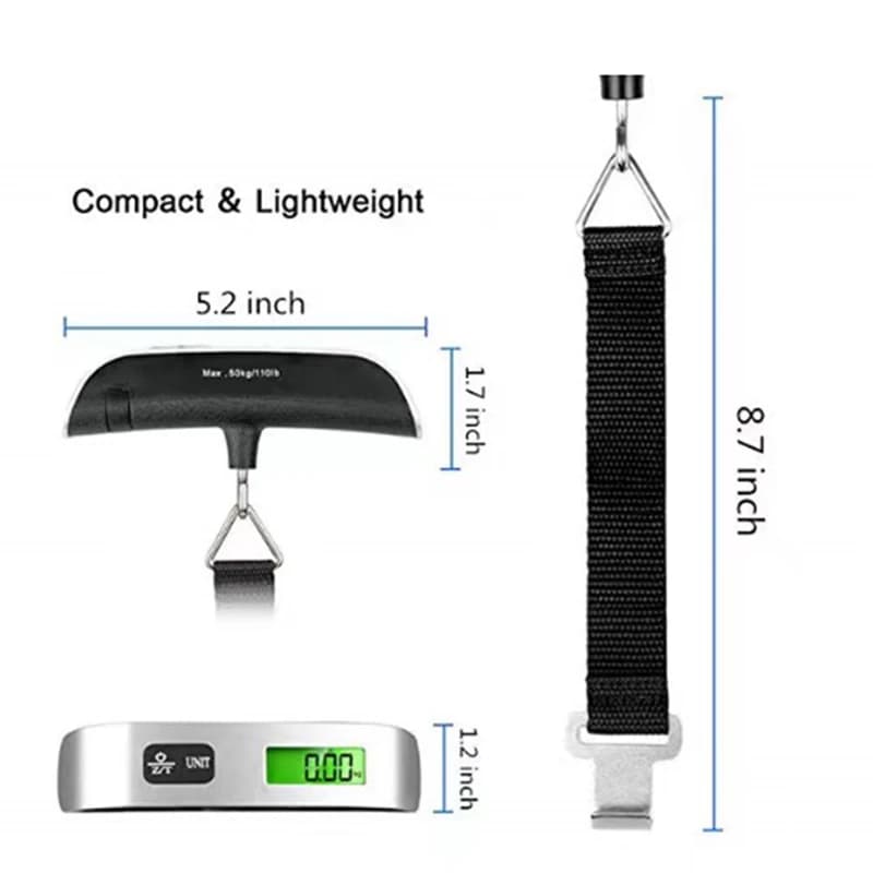 Balance Portable affichage numérique LCD 110lb/50kg bagages électroniques suspendus valise voyage pèse sac à bagages outils d'équilibre de poids — 5/8