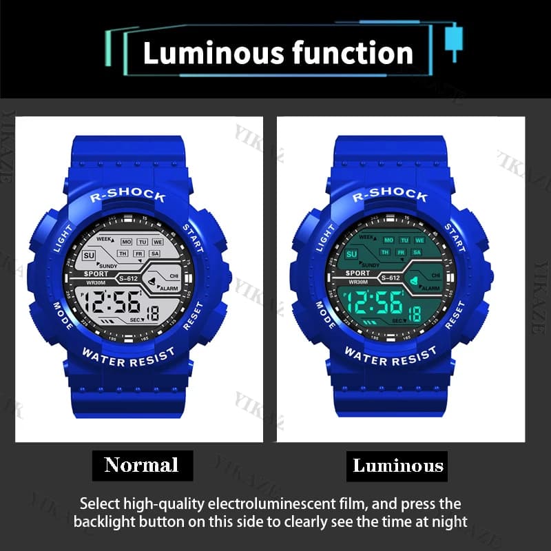 Sport de plein air hommes montre multifonction grand écran LED électronique étanche lumineux militaire numérique montres Reloj Hombre — 5/10