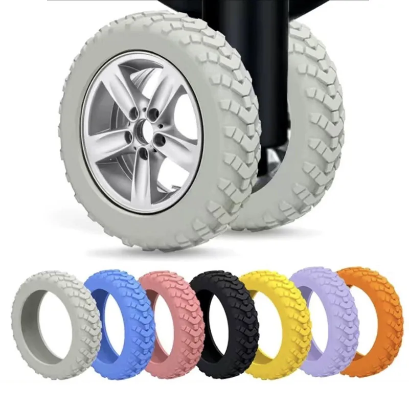 8 pièces de protections pour roulettes de valise, couvre-roulettes silencieux en caoutchouc pour bagages, couvre-roulettes pour valises de voyage. — 4/10