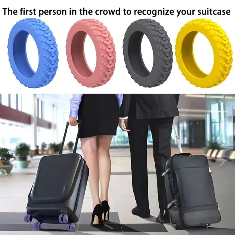8 protections en silicone pour roulettes de valise, réduisant le bruit, pour bagages de voyage — 6/10