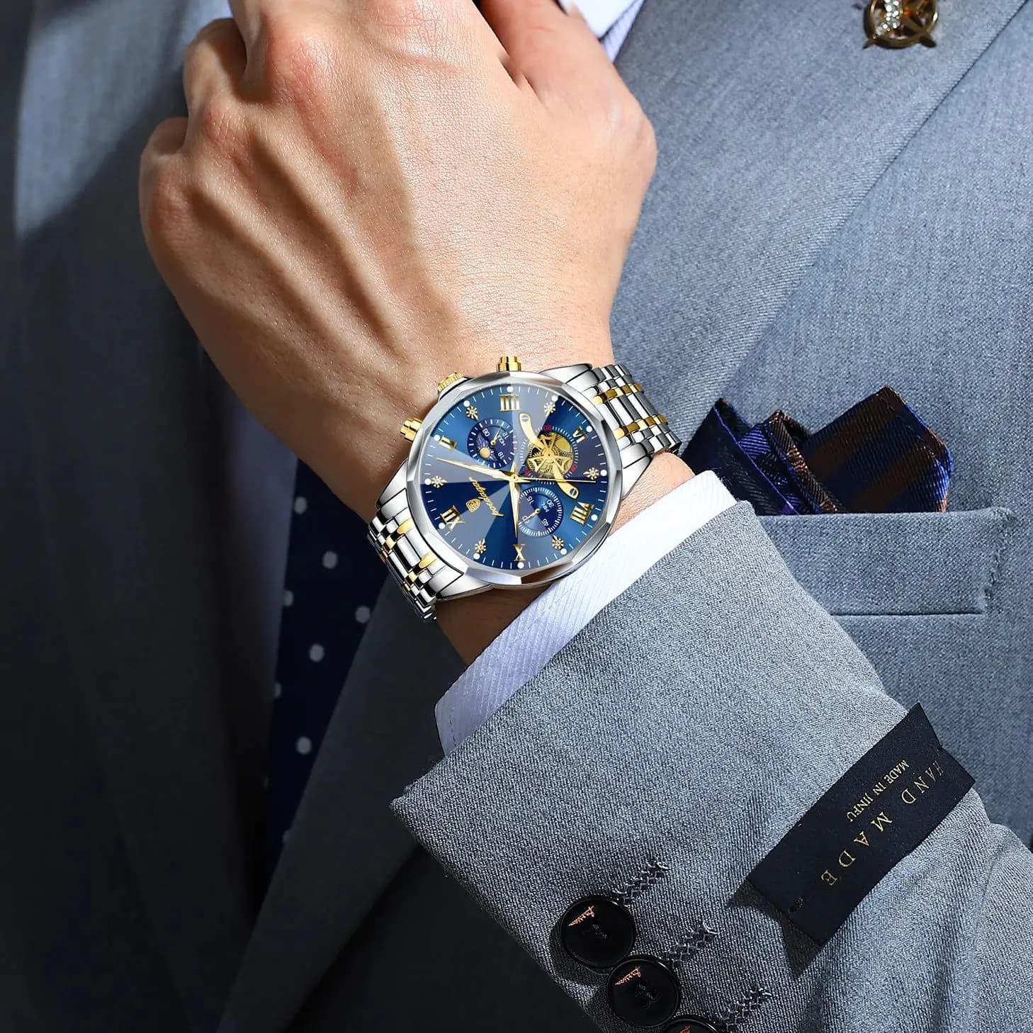 POEDAGAR luxe hommes montre haut Original étanche lumineux chronographe homme montre-bracelet en acier inoxydable Quartz hommes montres Reloj — 5/10