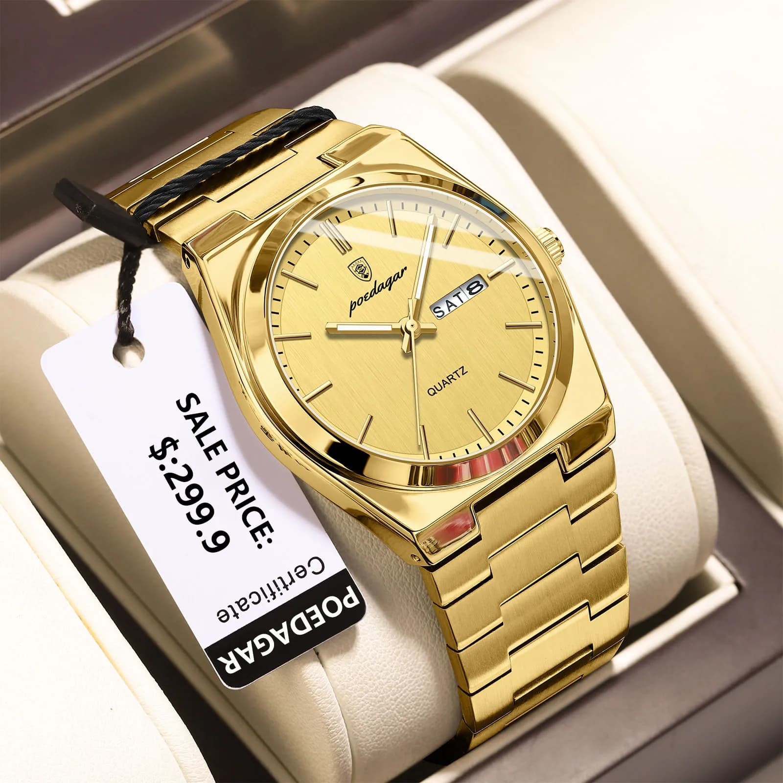 POEDAGAR montres pour hommes de luxe étanche lumineux Date semaine hommes montre en acier inoxydable décontracté mode Quartz homme montre-bracelet Reloj — 8/10