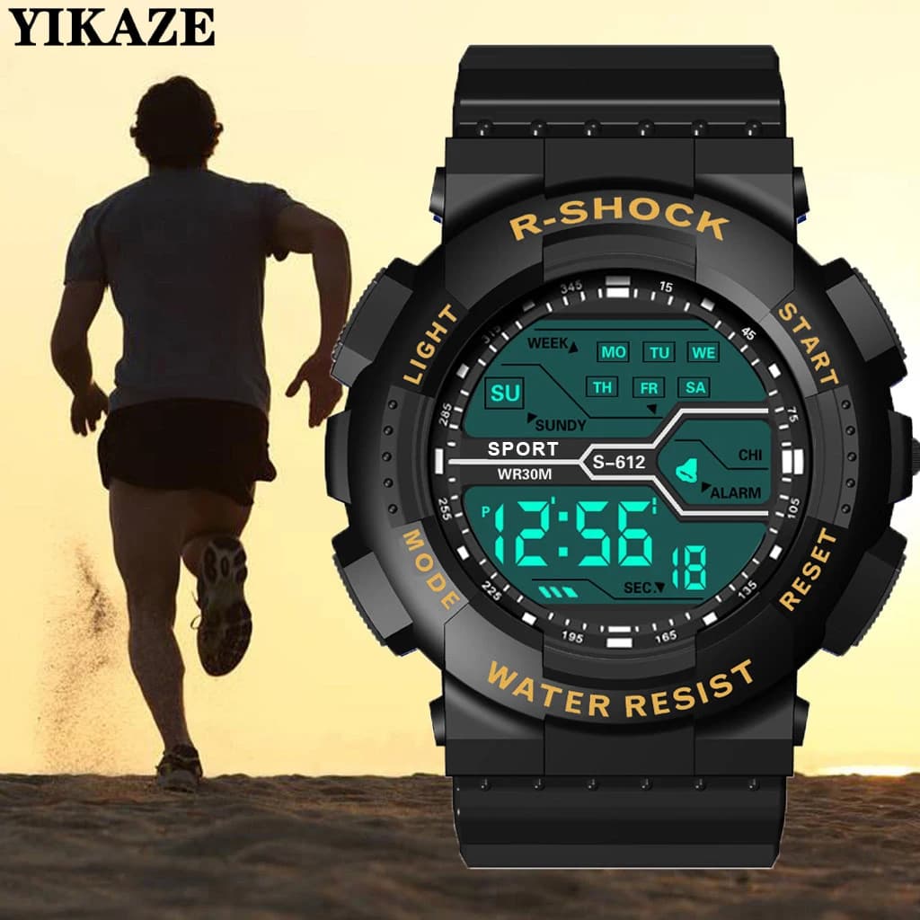 Sport de plein air hommes montre multifonction grand écran LED électronique étanche lumineux militaire numérique montres Reloj Hombre — 3/10