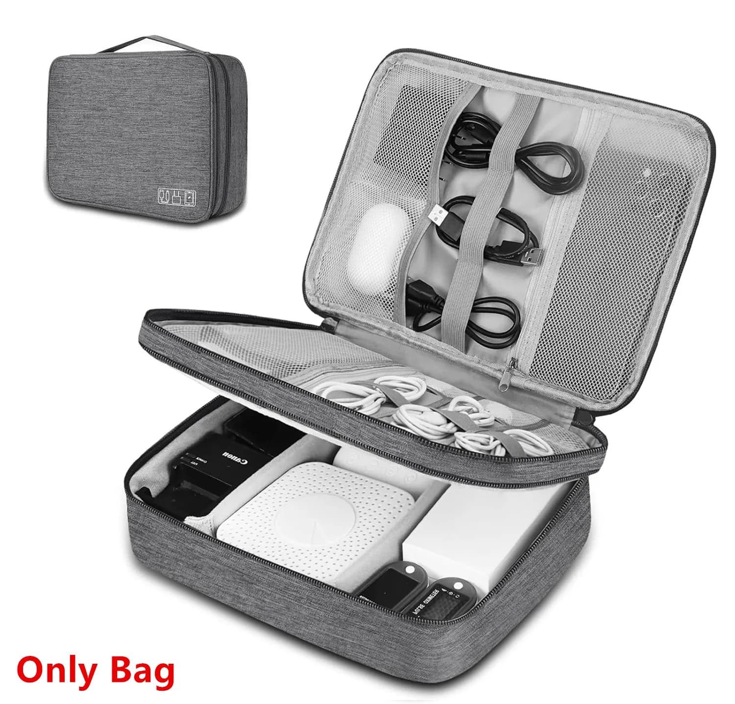 Sac de rangement étanche pour câble électronique numérique, ligne de données USB portable, prise de chargeur, sac de voyage — 8/10