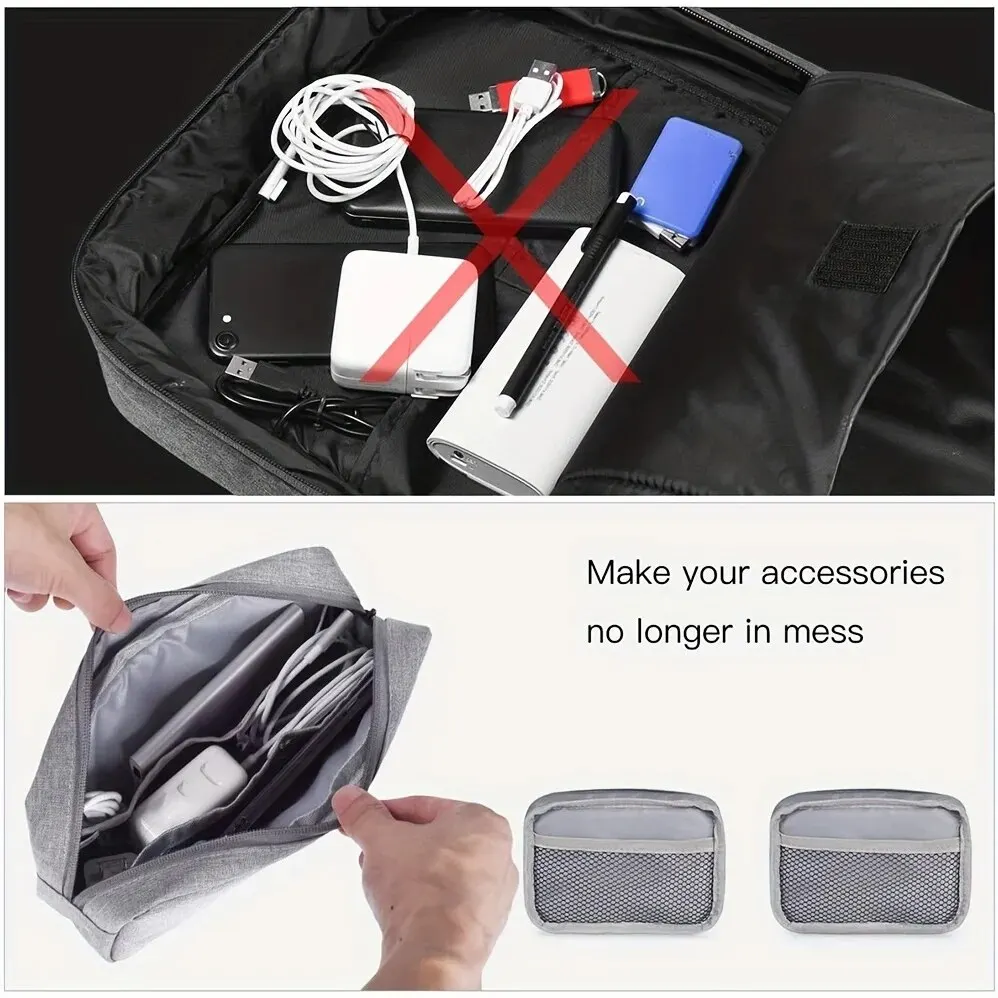 Sac de rangement pour câbles électroniques, sac de voyage pour petits appareils électroniques, carte SD, banque d'alimentation — 6/10