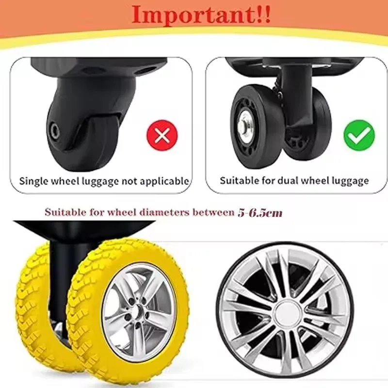 8 protections en silicone pour roulettes de valise, réduisant le bruit, pour bagages de voyage — 4/10
