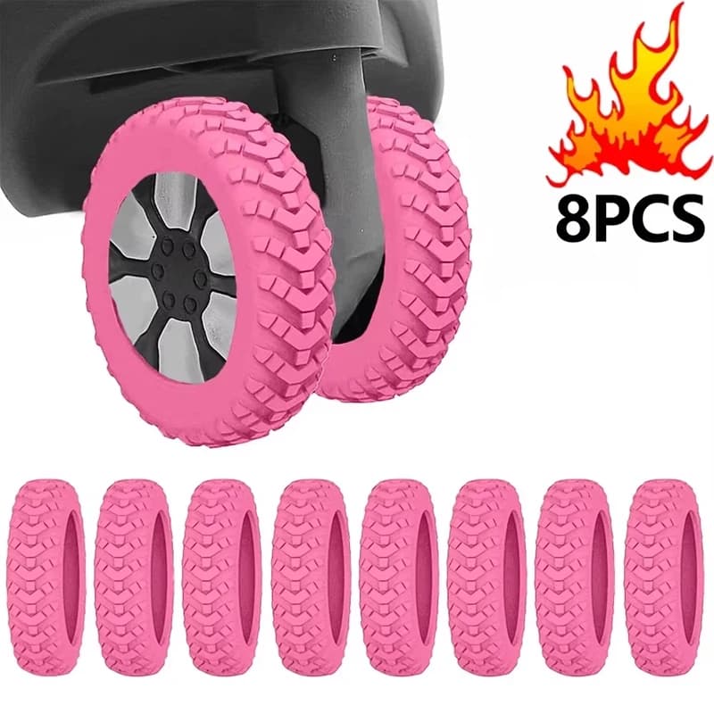 8 protections en silicone pour roulettes de valise, réduisant le bruit, pour bagages de voyage — 10/10