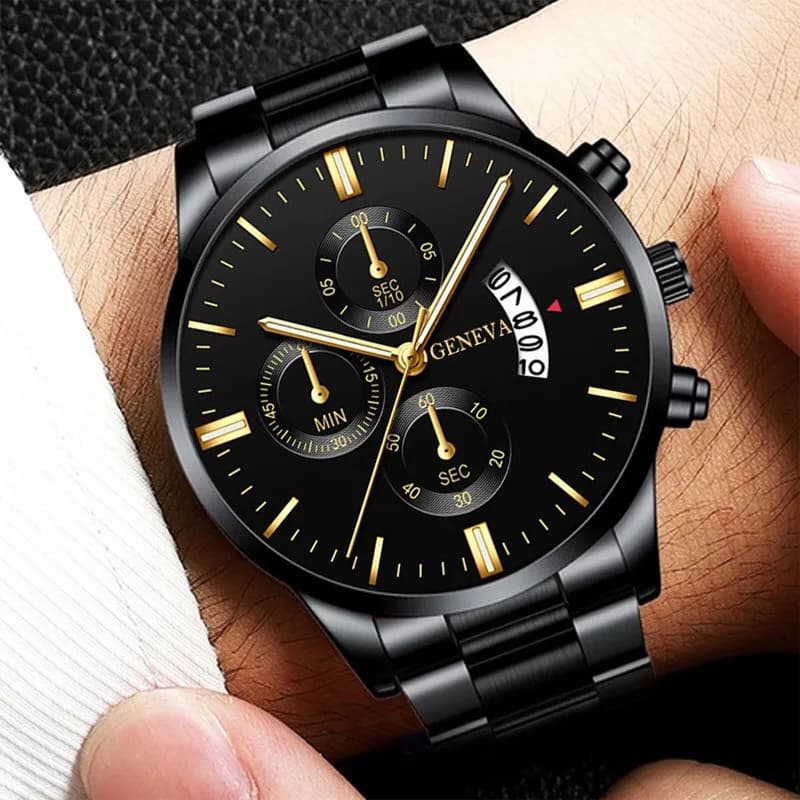Montre à quartz pour homme en acier inoxydable de luxe, montres de mode pour homme, montres de travail pour homme, horloge Reloj Hombre — 2/6