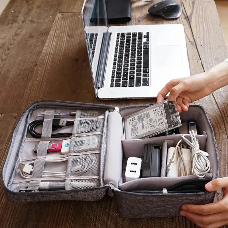 Sac de rangement étanche pour câble électronique numérique, ligne de données USB portable, prise de chargeur, sac de voyage — 4/10