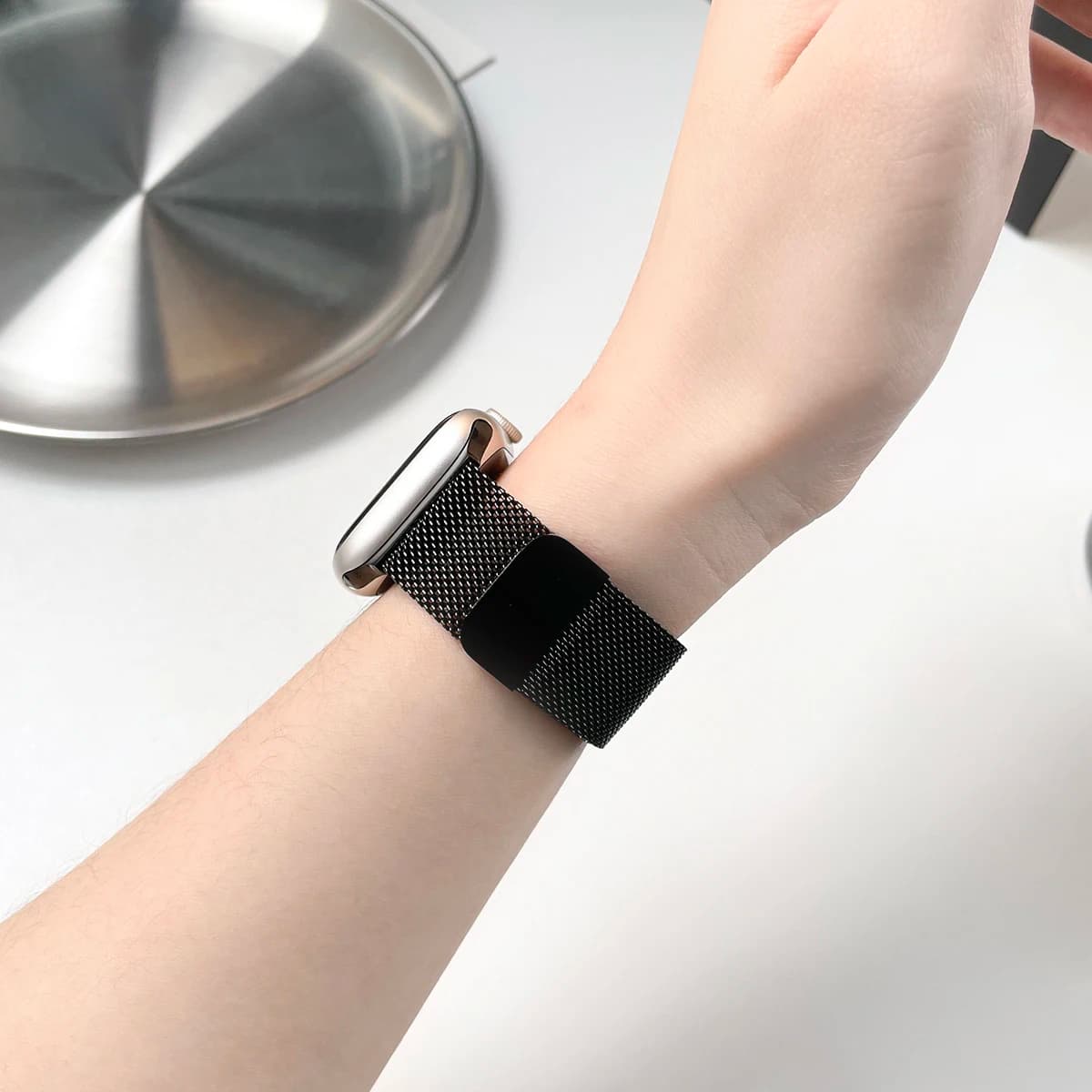 Bracelet Milanese Loop pour Apple Watch, 46 mm, 44 mm, 45 mm, 40 mm, 42 mm, 41 mm, 49 mm, pour les séries iWatch 12, 11, 10, 9, SE, Ultra, 4, 3, 49 mm. — 6/10