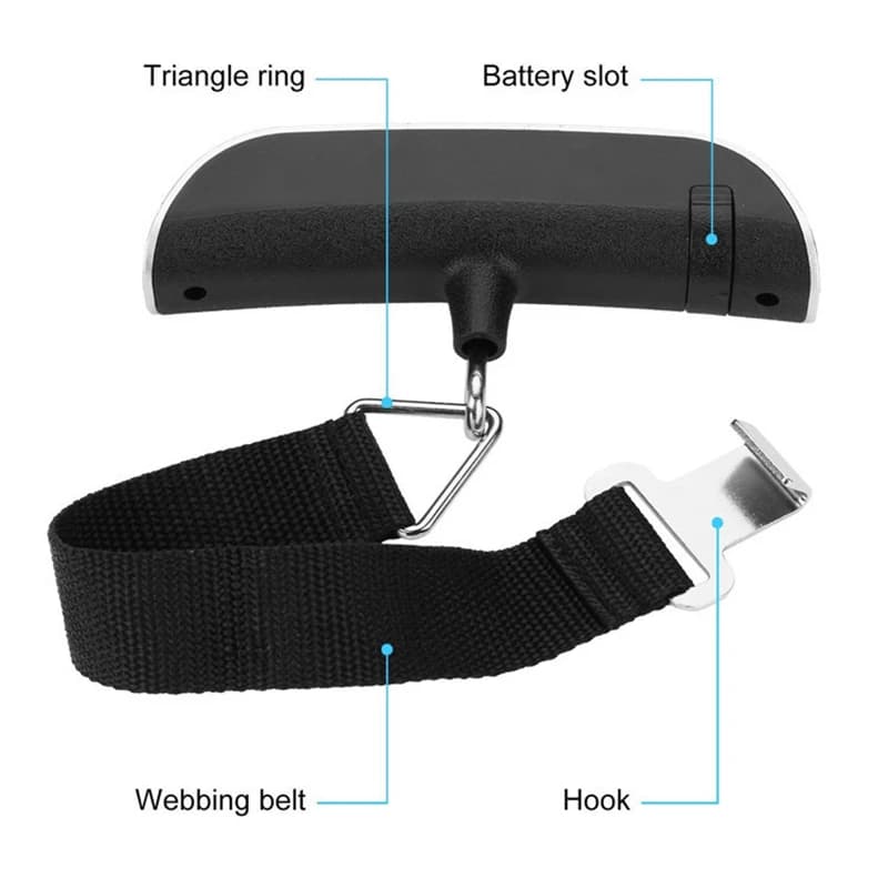 Balance Portable affichage numérique LCD 110lb/50kg bagages électroniques suspendus valise voyage pèse sac à bagages outils d'équilibre de poids — 4/8
