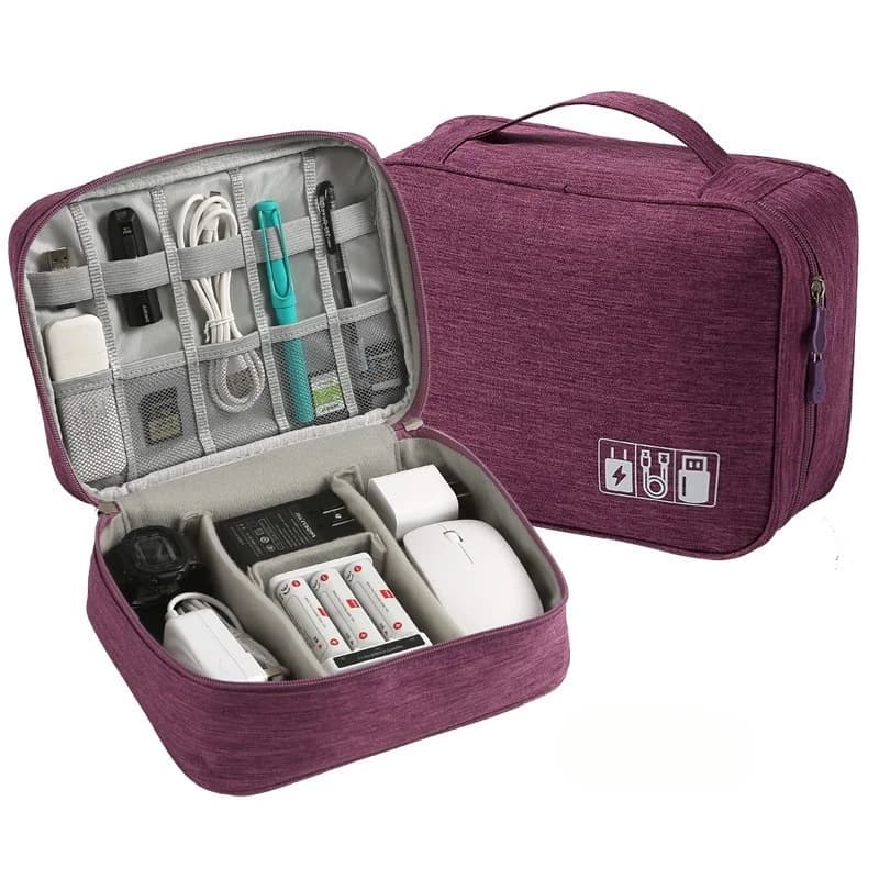 Sac de rangement étanche pour câble électronique numérique, ligne de données USB portable, prise de chargeur, sac de voyage — 9/10