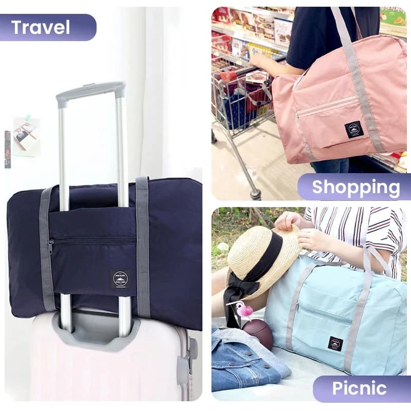 Sac de voyage pliable pour compagnie aérienne, sac à main pour femmes et filles, léger, grande capacité, sport, week-end, voyage de nuit — 3/8