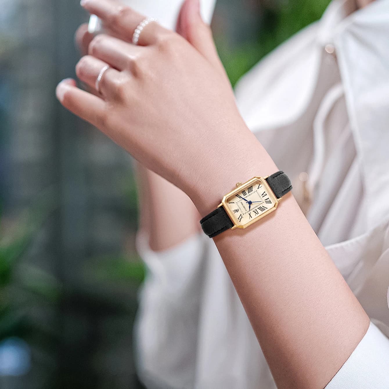 Montres décontractées à cadran numérique rétro pour femmes, bracelet en cuir carré, horloge à la mode, montre-bracelet à quartz, cadeau — 5/10