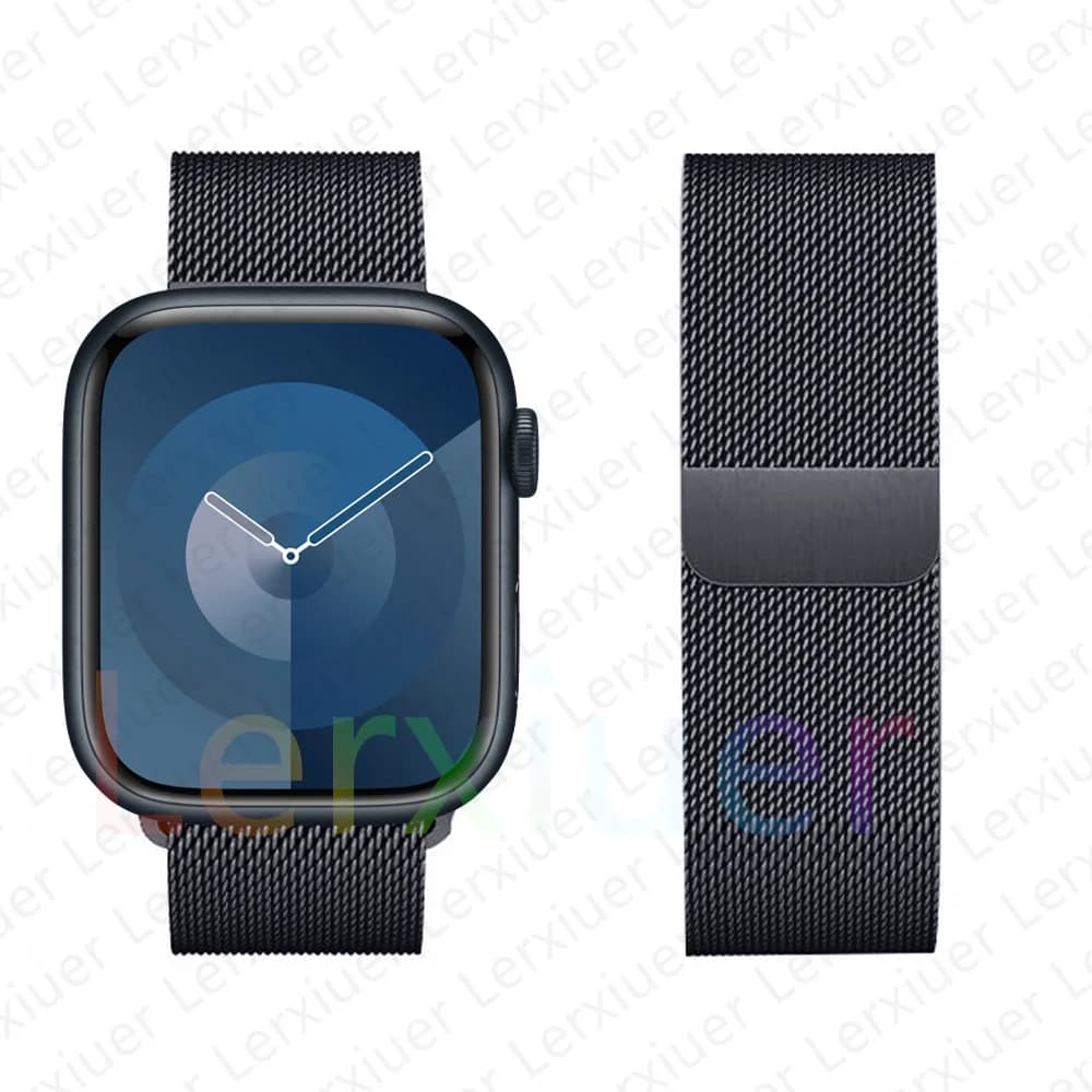Bracelet Milanese Loop pour Apple Watch, 46 mm, 44 mm, 45 mm, 40 mm, 42 mm, 41 mm, 49 mm, pour les séries iWatch 12, 11, 10, 9, SE, Ultra, 4, 3, 49 mm. — 9/10