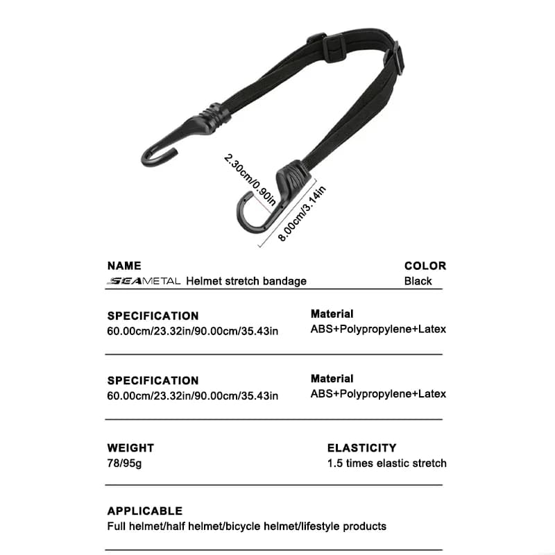 Sangles de fixation élastiques pour casque de moto SEAMETAL, sangles de réglage pour siège arrière de moto, 60cm/90cm — 5/8