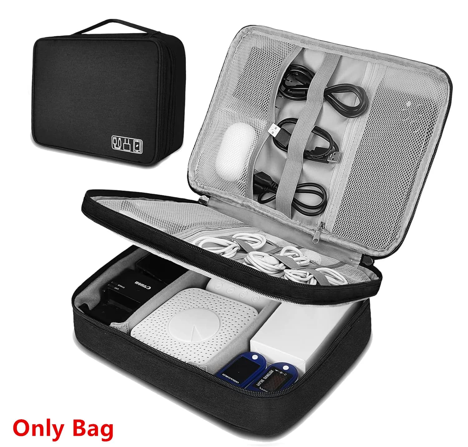 Sac de rangement étanche pour câble électronique numérique, ligne de données USB portable, prise de chargeur, sac de voyage — 7/10