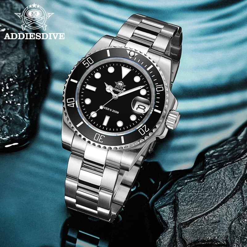 ADDIESDIVE montre en acier inoxydable montre à Quartz de loisirs d’affaires européennes et américaines pour hommes montre de sport de plein air étanche