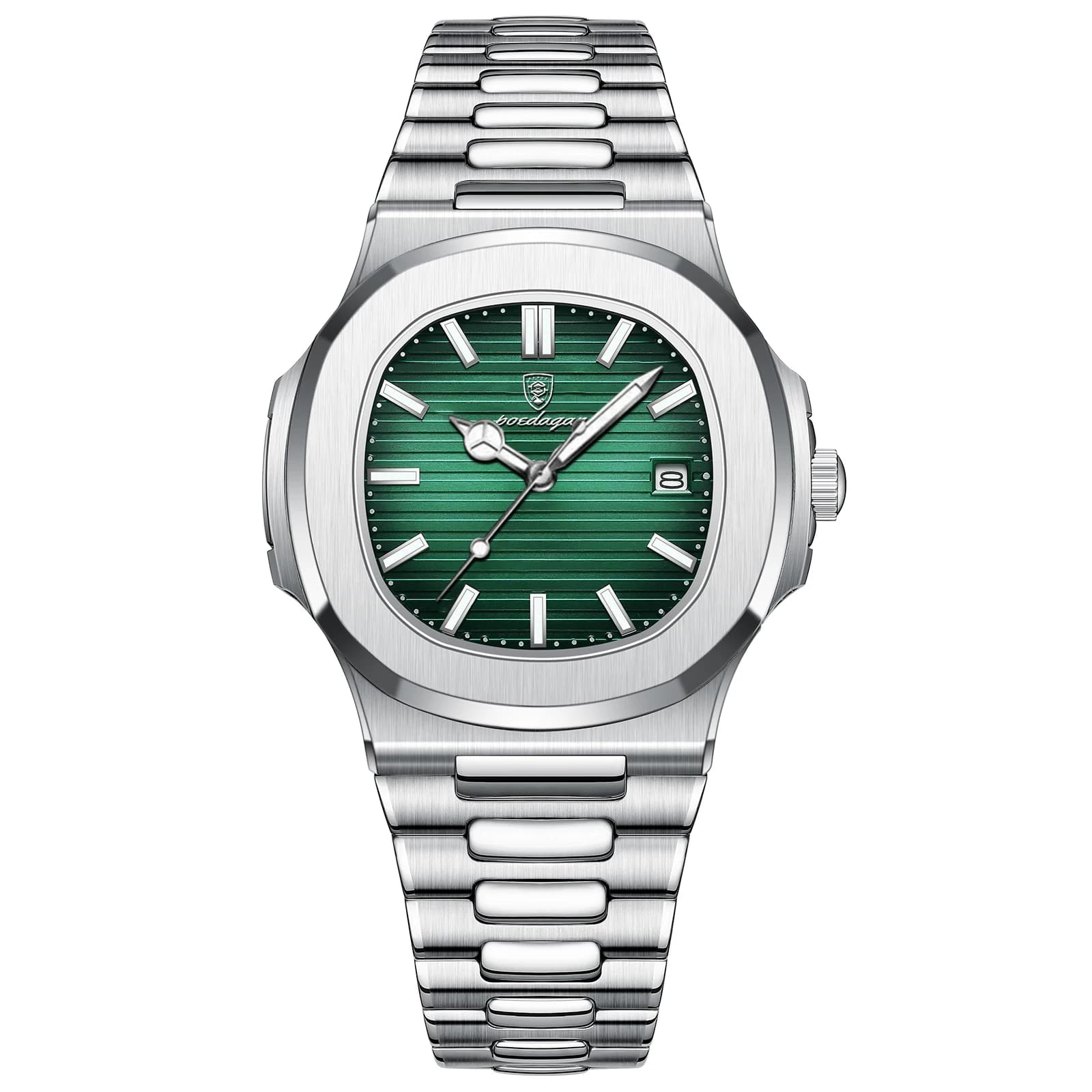 POEDAGAR carré luxe hommes montre-bracelet étanche lumineux Date en acier inoxydable mâle horloge affaires sport montres à Quartz pour hommes — 10/10