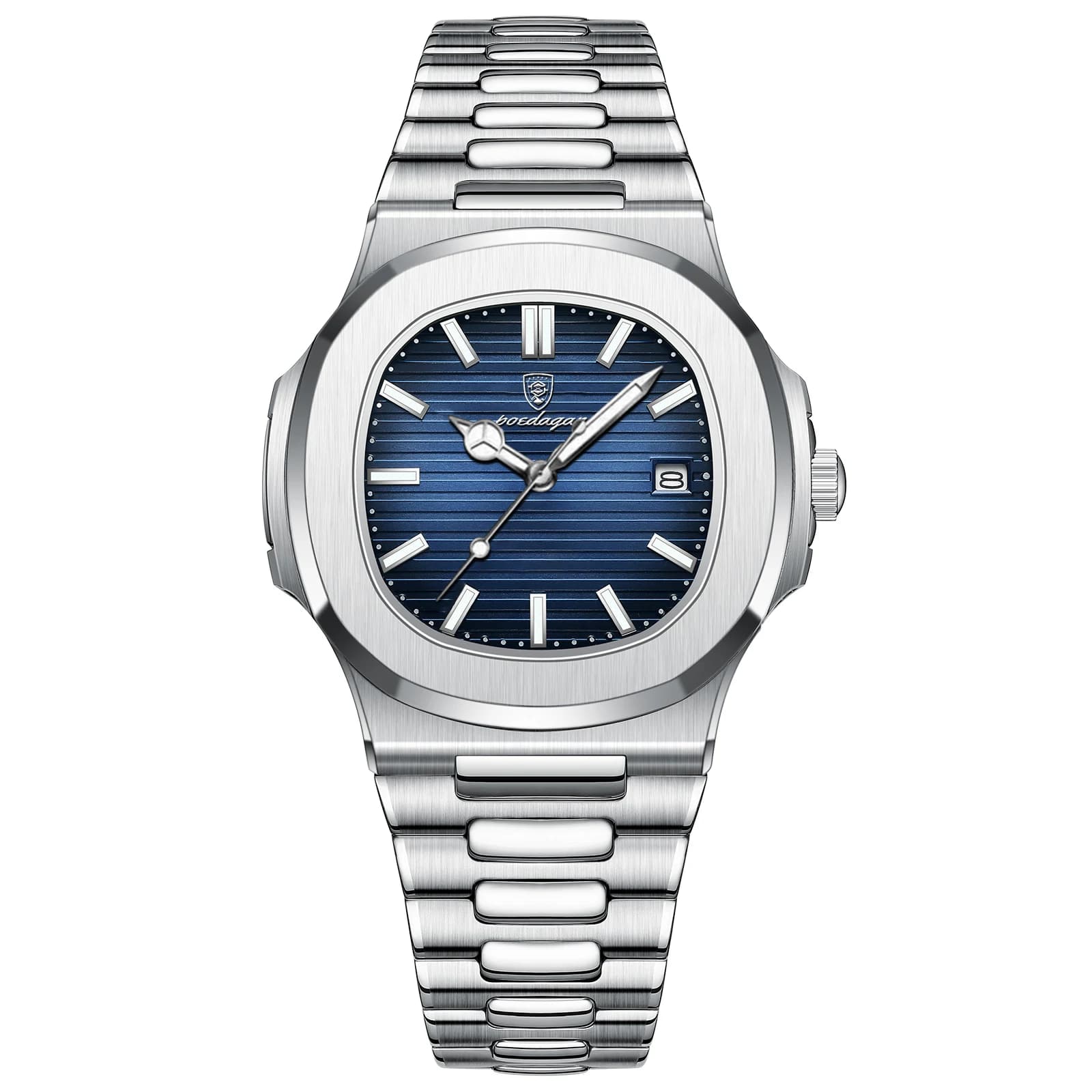 POEDAGAR carré luxe hommes montre-bracelet étanche lumineux Date en acier inoxydable mâle horloge affaires sport montres à Quartz pour hommes — 8/10