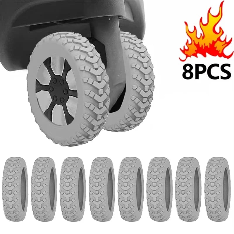 8 protections en silicone pour roulettes de valise, réduisant le bruit, pour bagages de voyage — 9/10