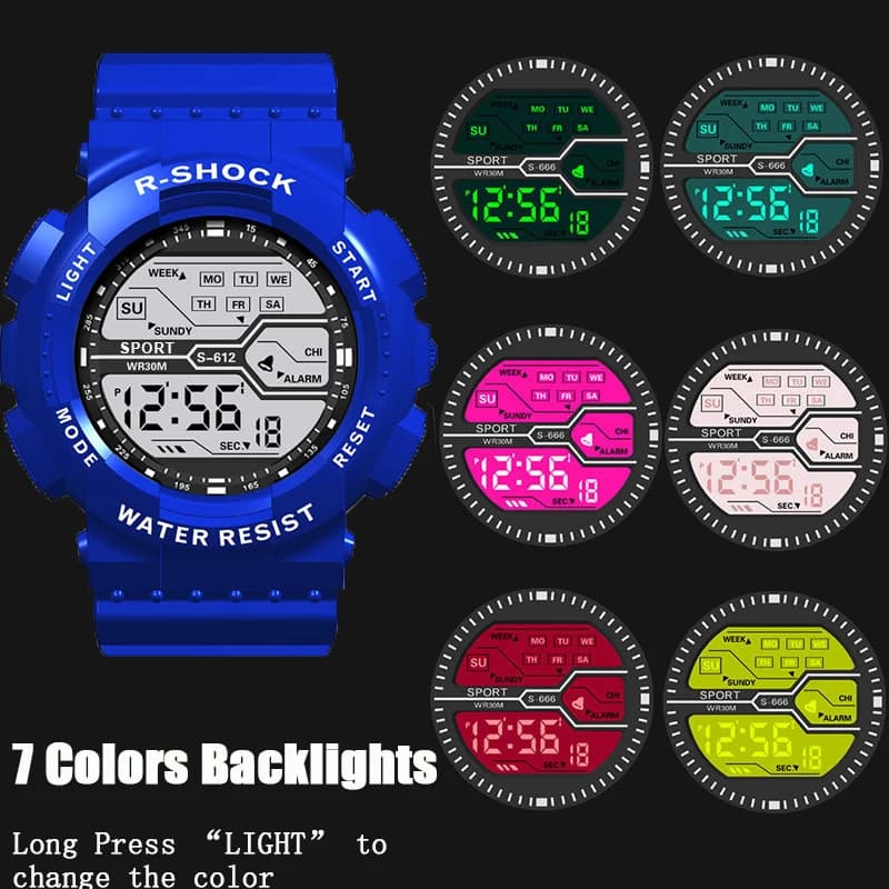 Sport de plein air hommes montre multifonction grand écran LED électronique étanche lumineux militaire numérique montres Reloj Hombre — 6/10