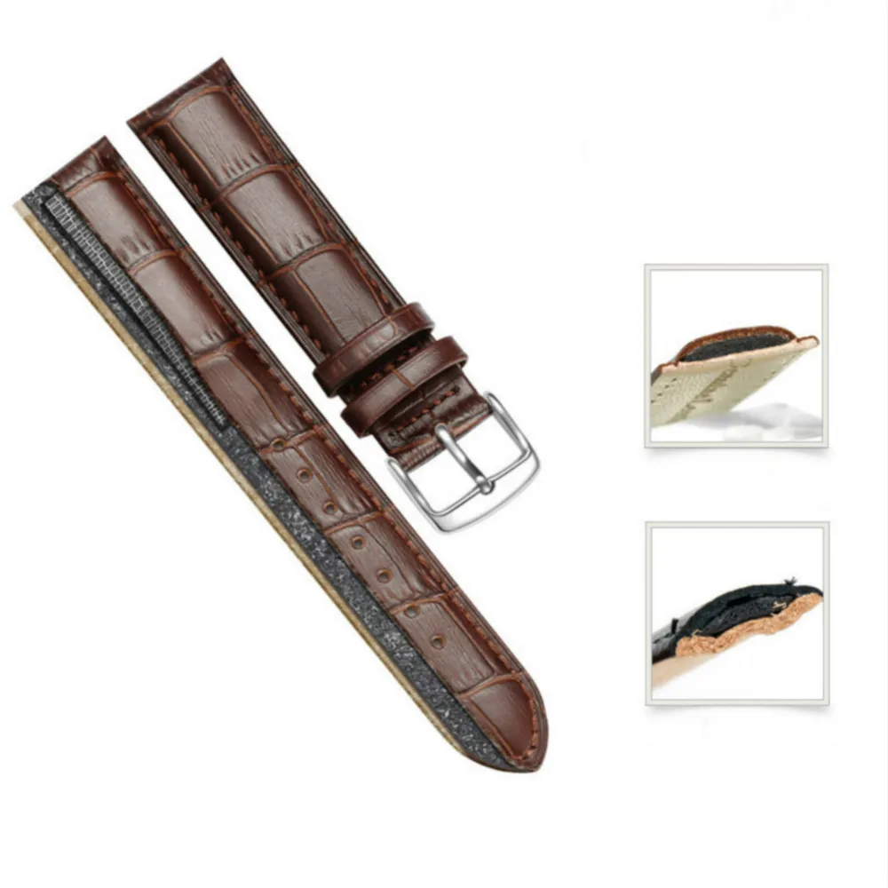 Bracelet de montre en cuir de remplacement universel, pour hommes et femmes, 12mm 14mm 16mm 18mm 19mm 20mm 21mm 22mm — 5/10